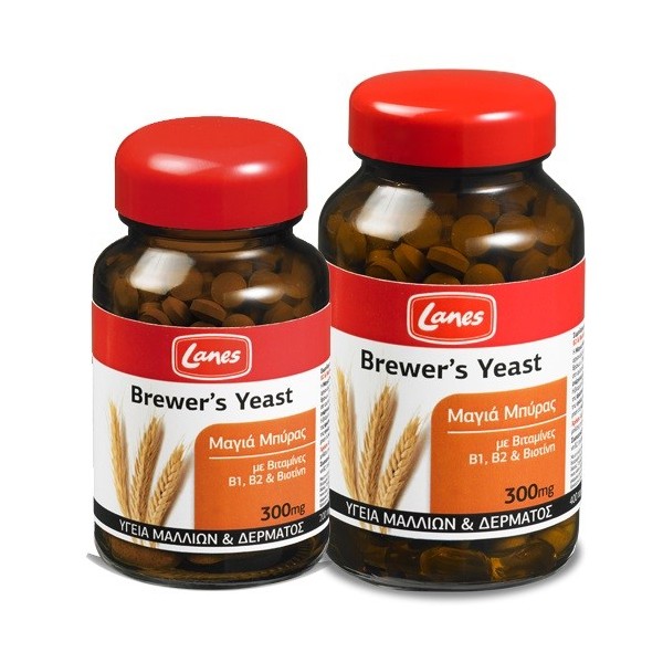 LANES BREWERS YEAST 200TABS ΜΑΓΙΑ ΜΠΥΡΑΣ ΜΕ ΒΙΤΑΜΙΝΕΣ Β1,Β2 & ΒΙΟΤΙΝΗ 300MG