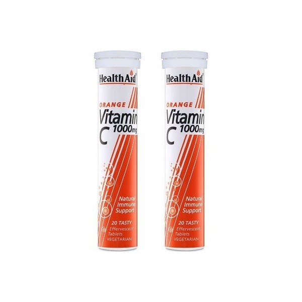 Health Aid Vitamin C 1000mg 2x 20 αναβράζοντα δισκία Πορτοκάλι