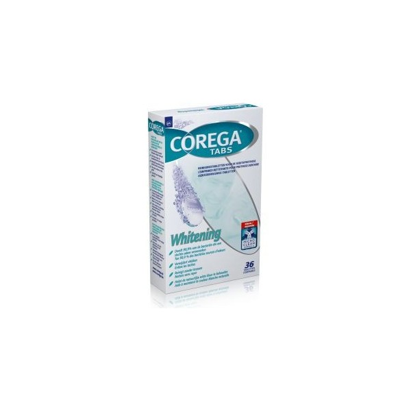 Corega Whitening 36 Tabs Καθαριστικά Αναβράζοντα Δισκία Οδοντοστοιχιών Για Λευκότητα